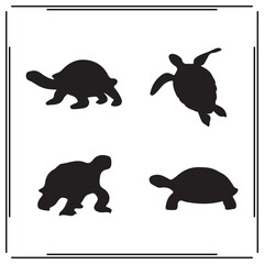 Turtle silhouette, Turtle illustration ,Turtle clipart, Turtle vector , Turtle icon , black Turtle , Turtle illustration on white background,