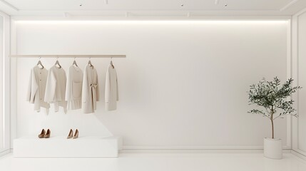 Minimalist White Wardrobe with Modern Fashion Background
