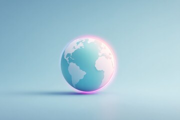 Fototapeta premium globe symbolizes global against vibrant neon colors