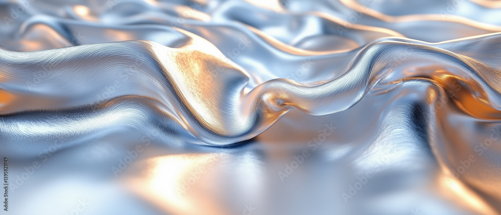 Poster interplay of light and texture on smooth silver fabric in a softly lit space