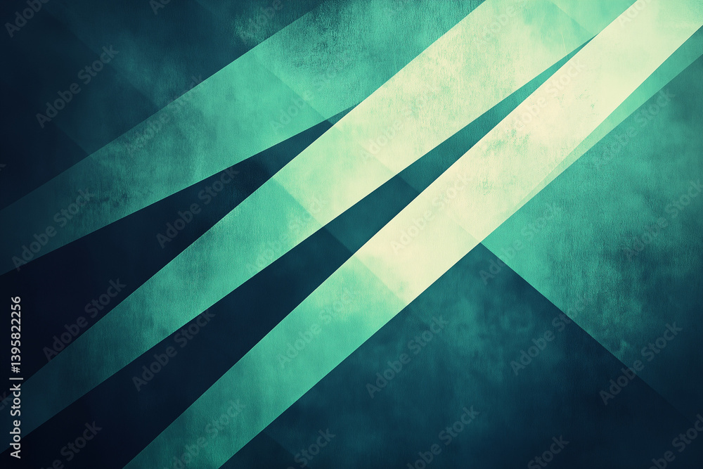 Poster abstract geometric background with diagonal lines and teal color palette