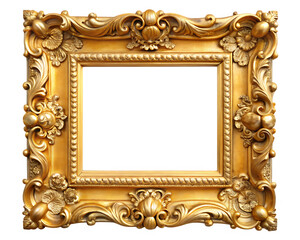  -golden-picture-frame-baroque-style- isolated on white background png