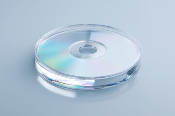 lone cd rests delicately on smooth reflective surface