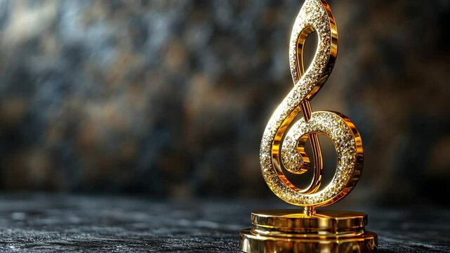 Golden treble clef on dark background