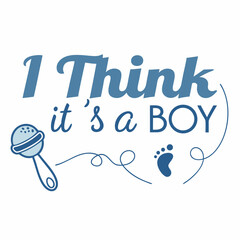 I Think Its A Boy Baby Shower Invitation Design With Footprint