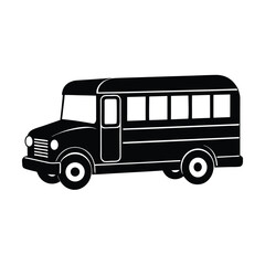 School Bus Icon for Kindergarten Transport on White Background