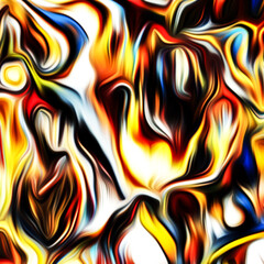 Abstract fluid art digital painting and dynamic swirling patterns with vibrant color transitions.