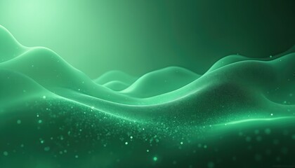 Futuristic green digital abstract background with minimalistic shapes. Sleek modern aesthetic creates vision for presentations, tech, design, business. Dynamic visual element for forward-thinking