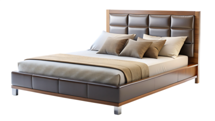 modern-doubl e-bed- isolated on white background PNG