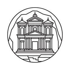 Petra Al Khazneh Silhouette for Historical and Travel Graphics