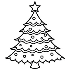 Vector abstract Christmas tree with snowflakes, a merry winter holiday illustration for seasonal Xmas card design