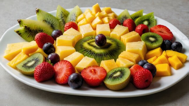 Beautiful arrangement of mixed fruits organic and natural food concept