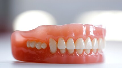 Fototapeta premium Full denture on white background. Dental care