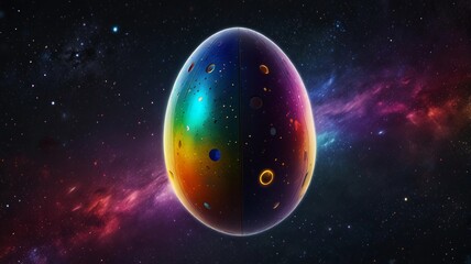 Obraz premium Pastel Egg Spaceship Piloted by Bunnies