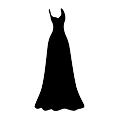Elegant Black Maxi Dress Silhouette Fashion Illustration
