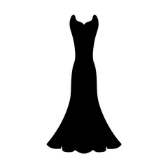 Elegant Black Evening Gown Silhouette Fashion Design Illustration