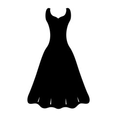 Elegant Black ALine Dress Silhouette Icon Vector Illustration