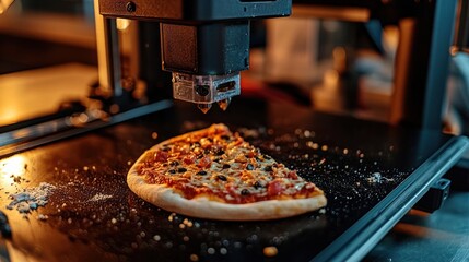 3D-printed pizza slice on a printer