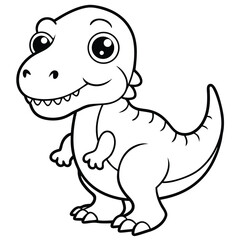 Cute green baby dino is a funny cartoon reptile vector illustration of a happy dragon character