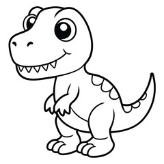 Cute green baby dino is a funny cartoon reptile vector illustration of a happy dragon character