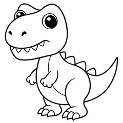 Cute green baby dino is a funny cartoon reptile vector illustration of a happy dragon character