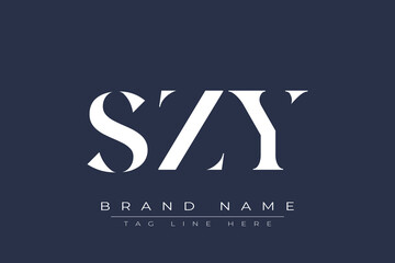 SZY abstract letter logo design. This logo is designed by three abstract letters.