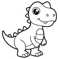Cute green baby dino is a funny cartoon reptile vector illustration of a happy dragon character