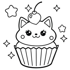 A vector set features funny cartoon cupcake and cake illustrations, perfect for a sweet birthday or party celebration with chocolate, cream, and icing