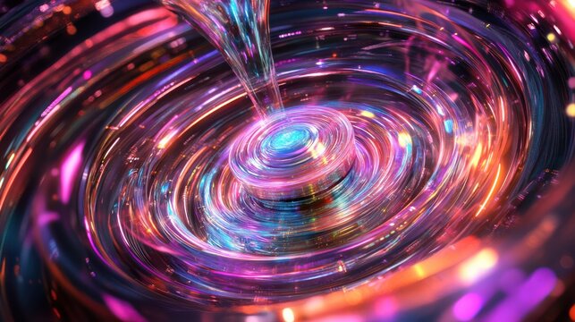 Quantum Computing Processor Surrounded by Swirling