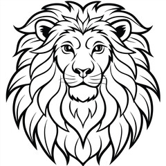 Majestic Lion Head Line Art | Detailed Black and White Lion Drawing
