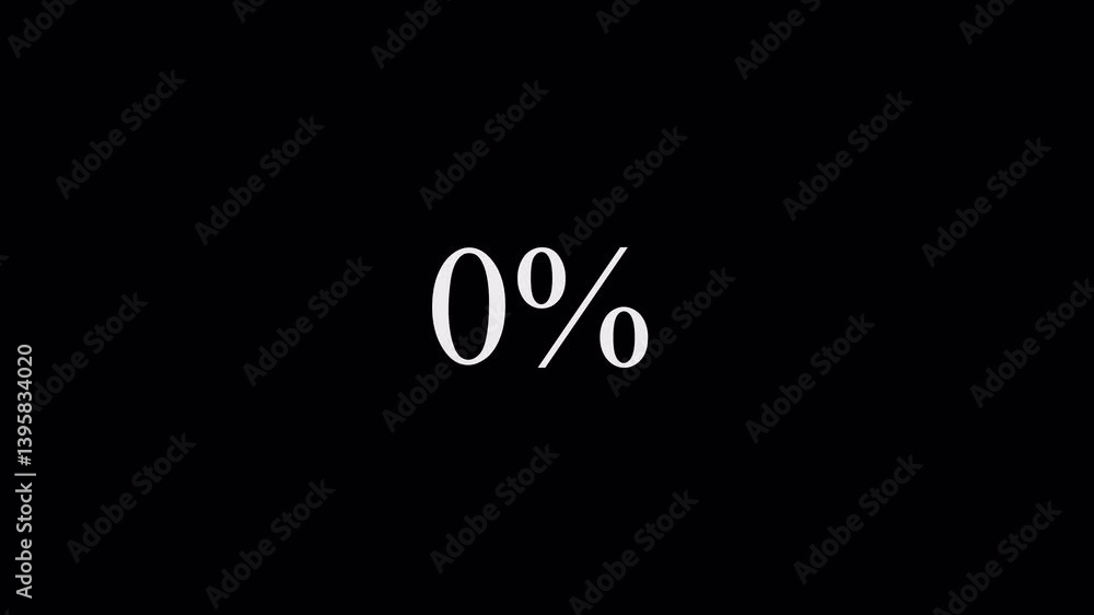 Poster percentage counter animation from zero to ten on a transparent background, counting percentage from 