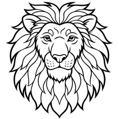 Majestic Lion Head Line Art | Detailed Black and White Lion Drawing