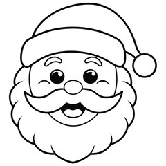 cartoon santa claus face illustration of a crazy vector character with a smile coloring pages