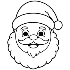 cartoon santa claus face illustration of a crazy vector character with a smile coloring pages