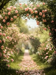 Romantic rose garden pathway