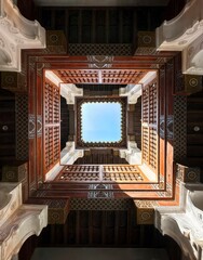 inside a riad courtyard in marrakesh, morocco
