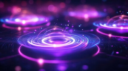 Obraz premium Holographic Quantum Interface Glowing with Swirling