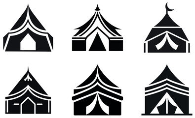 Obraz premium Black Silhouette of Tent Icons - Festival, Circus, and Event Design Set