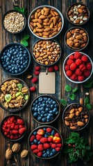 Fototapeta premium Healthy assortment of nuts and berries.