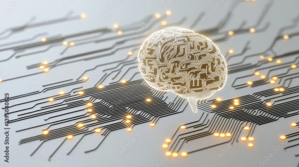 Poster neural hologram projection of brain and nerve connections digital workspace gigapixel quality futuri