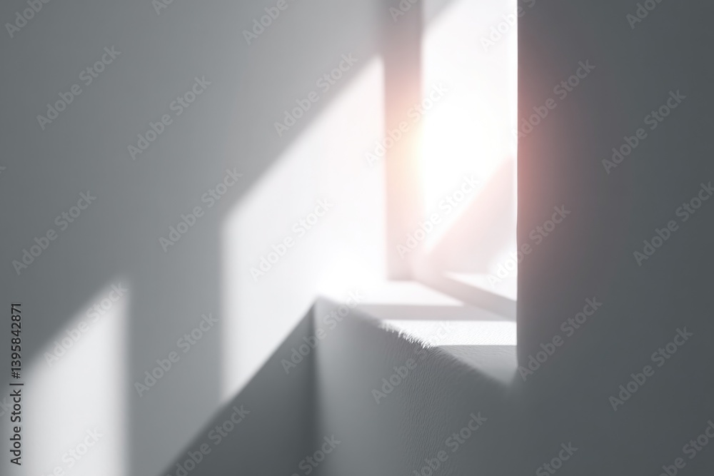 Poster minimalistic scene unfolds as delicate interplay of light and shadow casts ever-changing pattern