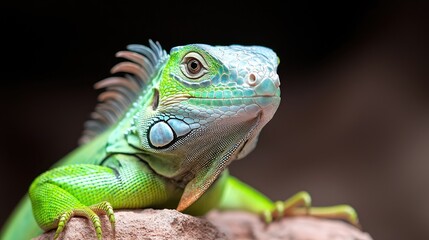 Fototapeta premium Close-up of vibrant green iguana