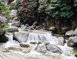 kareri waterfall in green jungle of Kareri, dharamshala, Himachal Pradesh, India