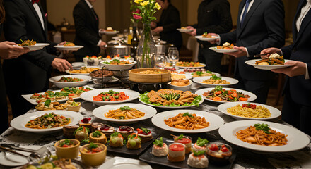 Elegant Buffet Dinner Featuring an Abundance of Gourmet International Dishes