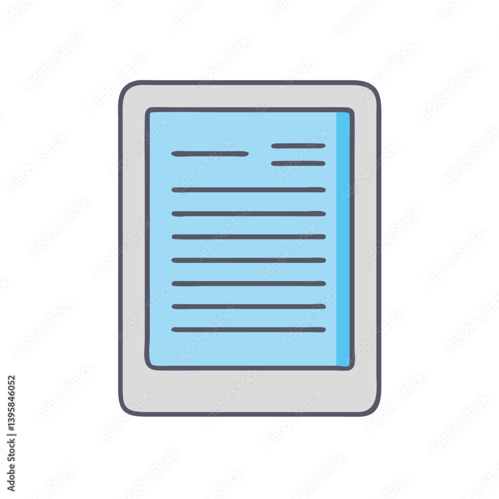 Poster Illustration of digital tablet ebook reader with text lines for online reading and education app use