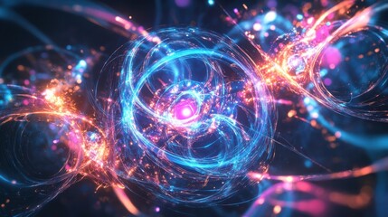 Obraz premium Quantum System Glowing with Intricate Holographic Effects