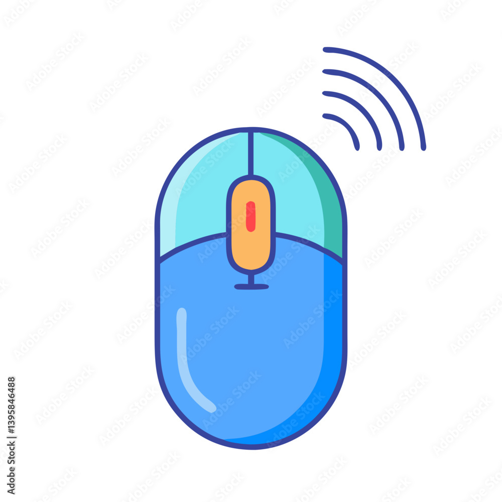 Poster wireless computer mouse vector illustration for ergonomic pc input device and modern technology desi