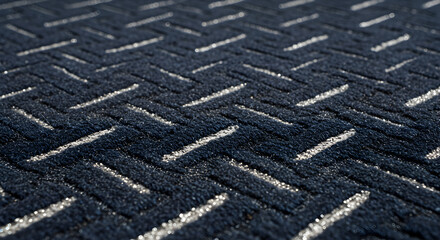 Navy and Silver Herringbone Pattern Runner For Modern Interior Design