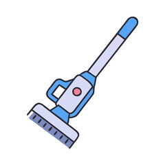 Illustration of cordless stick vacuum cleaner for home cleaning and hard floor cleaning appliance equipment