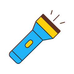 Isolated flashlight vector illustration for camping equipment and emergency light tool design, light source